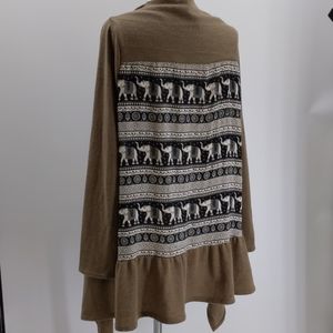 Miin open knit cardigan w bl/white elepants-sz L